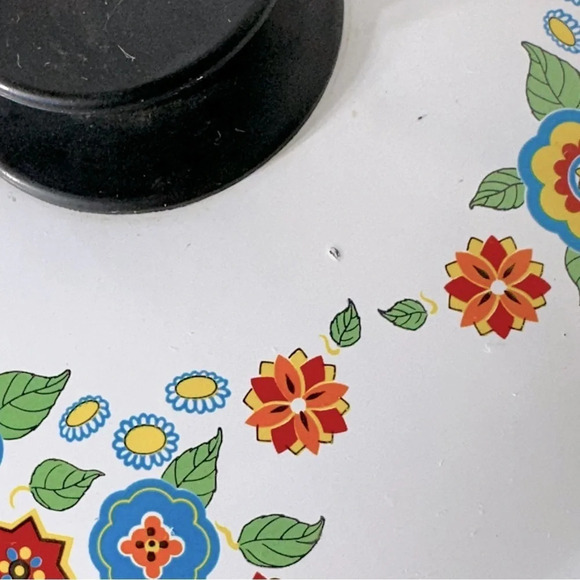 Vintage Enamelware Crazy Flower Skillet Frying Pan With Lid - Picture 9 of 16